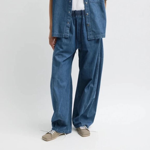 Tibi Summer Denim Classic Wash Winslow Pant Short - Picture 1 of 14